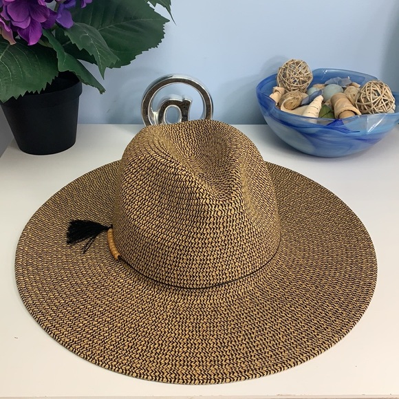 🔥 Bestseller🔥Duo Tone Panama Hat With Wood Bead Detail - Picture 4 of 5